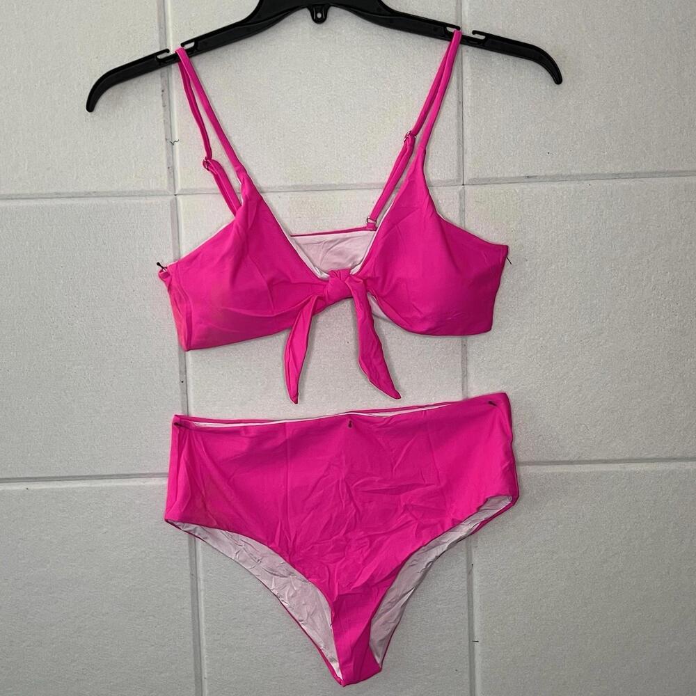 Women’s Bikini Size, Large, Hot Pink Tied Spaghetti Strap Top
